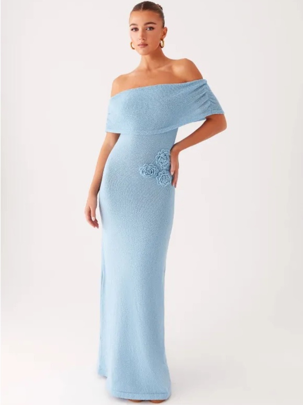 Peppermayo Light Blue Off-Shoulder Maxi Dress
